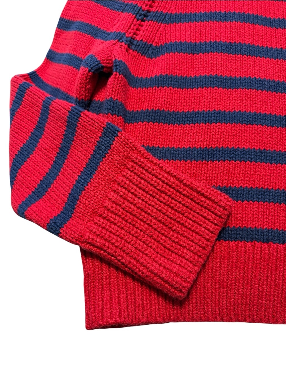 J. Crew Cotton Rollneck Sweater L Blue White Stripes Summer Preppy 4th of July - Picture 3 of 7